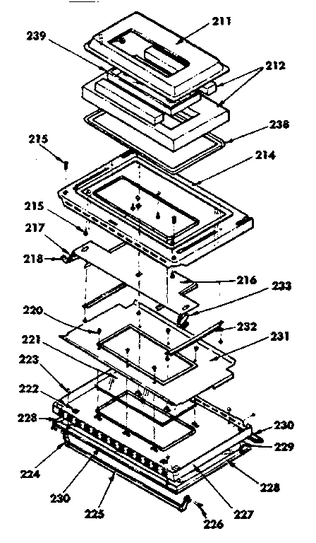Kenmore 1554557590 oven door parts diagram