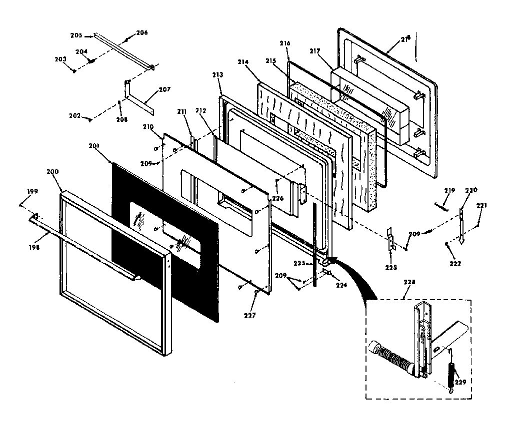 Kenmore 8504287340 upper black glass door diagram