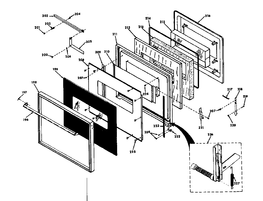 Kenmore 8504287341 upper black glass door diagram