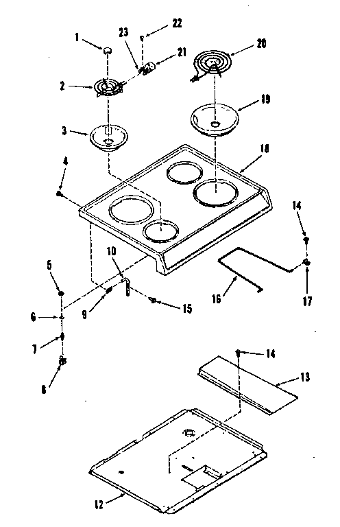 Kenmore 9119898312 main top section diagram