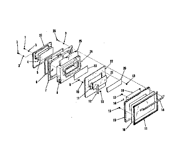 Kenmore 9119898312 oven door section diagram