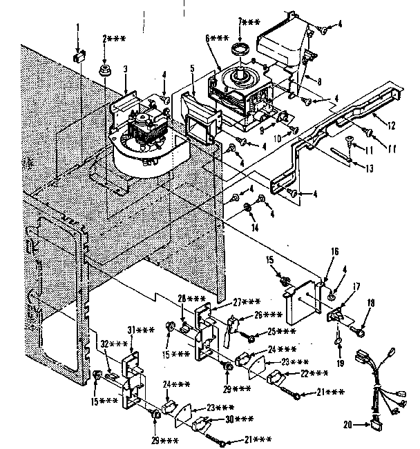 Kenmore 9119898312 switches and microwave parts diagram