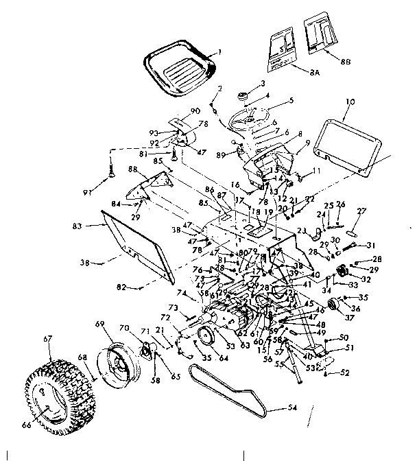 Craftsman 91725070 seat and steering assembly diagram