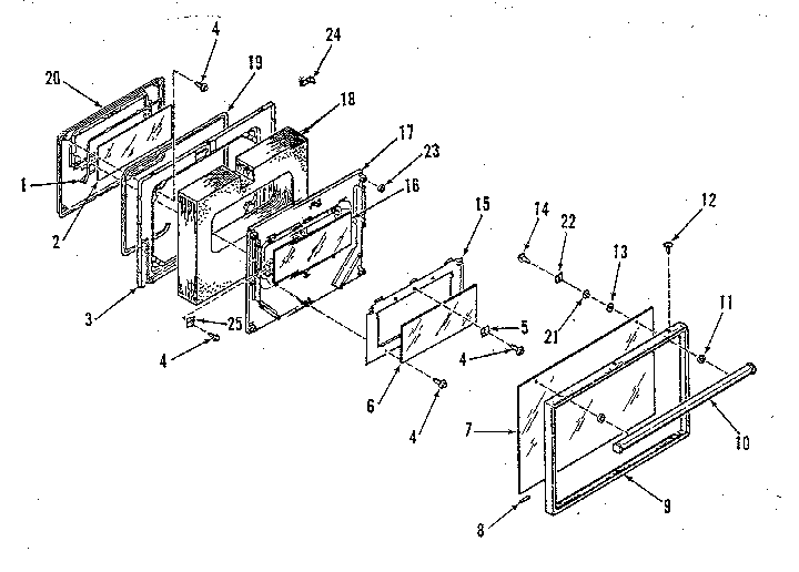 Kenmore 9119698810 oven door section diagram