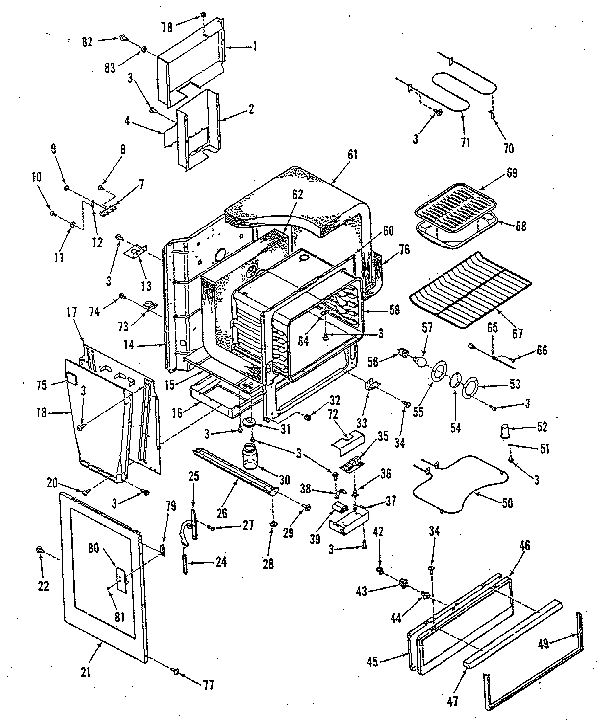 Kenmore 9119698810 oven body section diagram