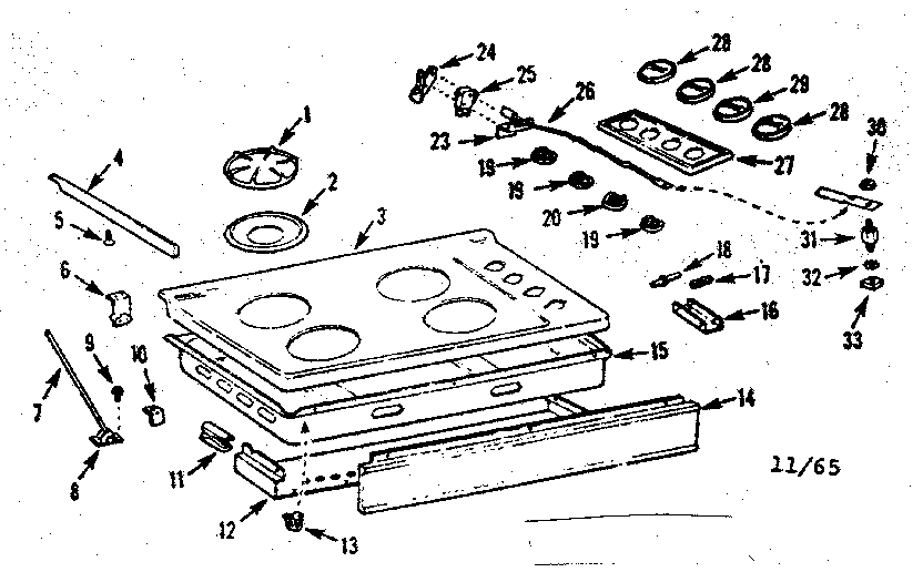 Kenmore 1037986640 main top section diagram