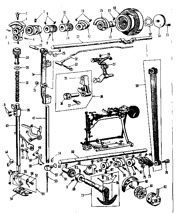 Kenmore 158923 presser bar and shuttle assembly diagram
