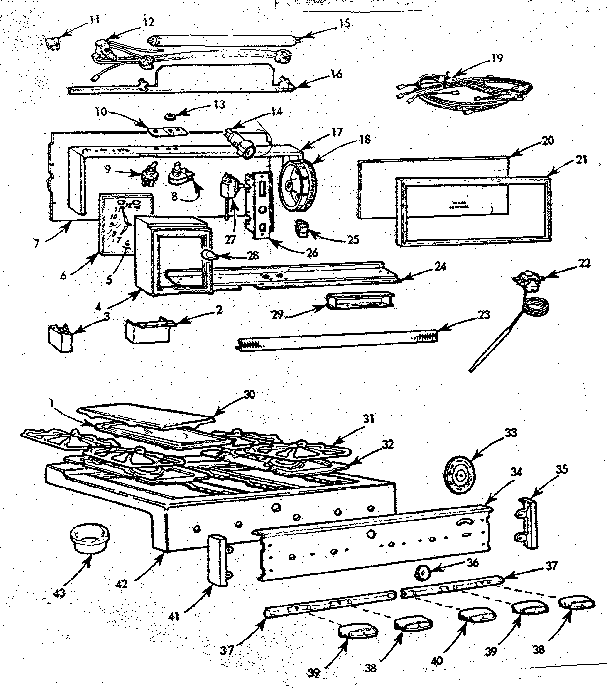 Kenmore 1037684004 backguard and maintop diagram