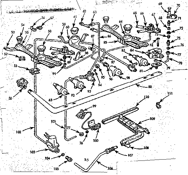 Kenmore 1037684004 burner section diagram