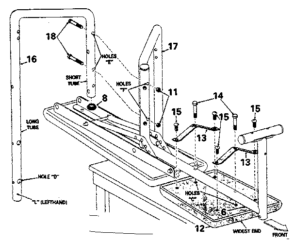 Lifestyler 15665-MEGATEC incline assembly diagram