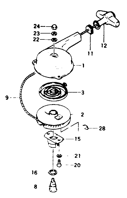 Craftsman 298585130 recoil starter diagram