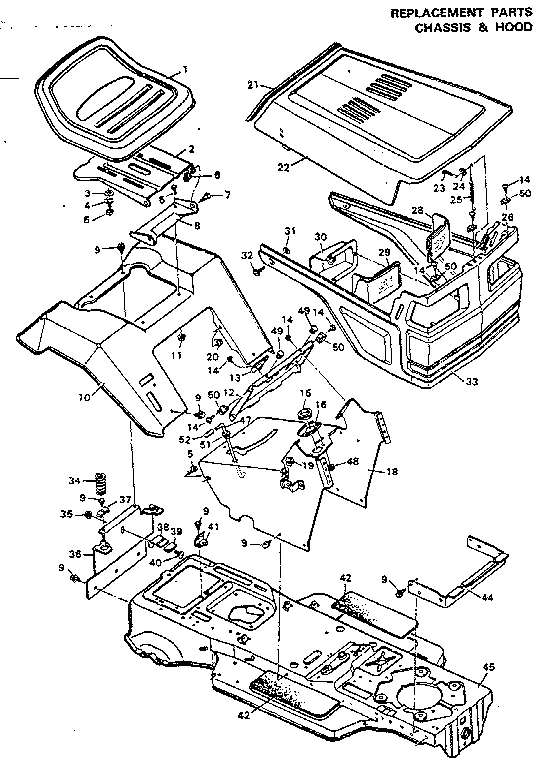 Craftsman 502255712 chassis & hood diagram
