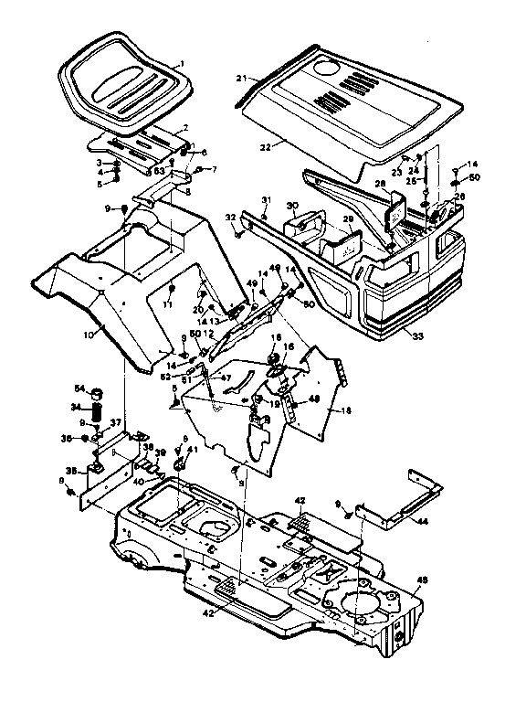 Craftsman 502254210 chassis & hood diagram