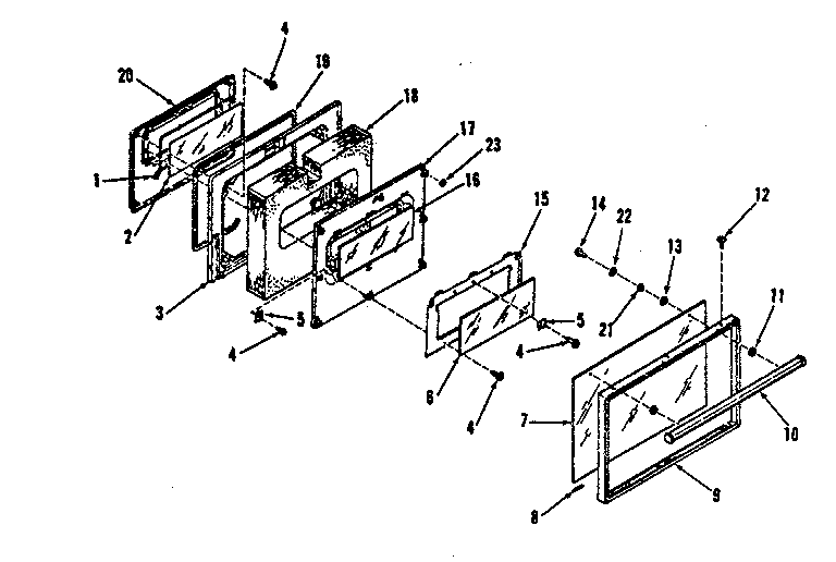 Kenmore 9119358710 oven door section diagram