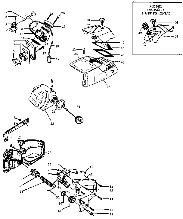 Craftsman 358356101 main frame diagram