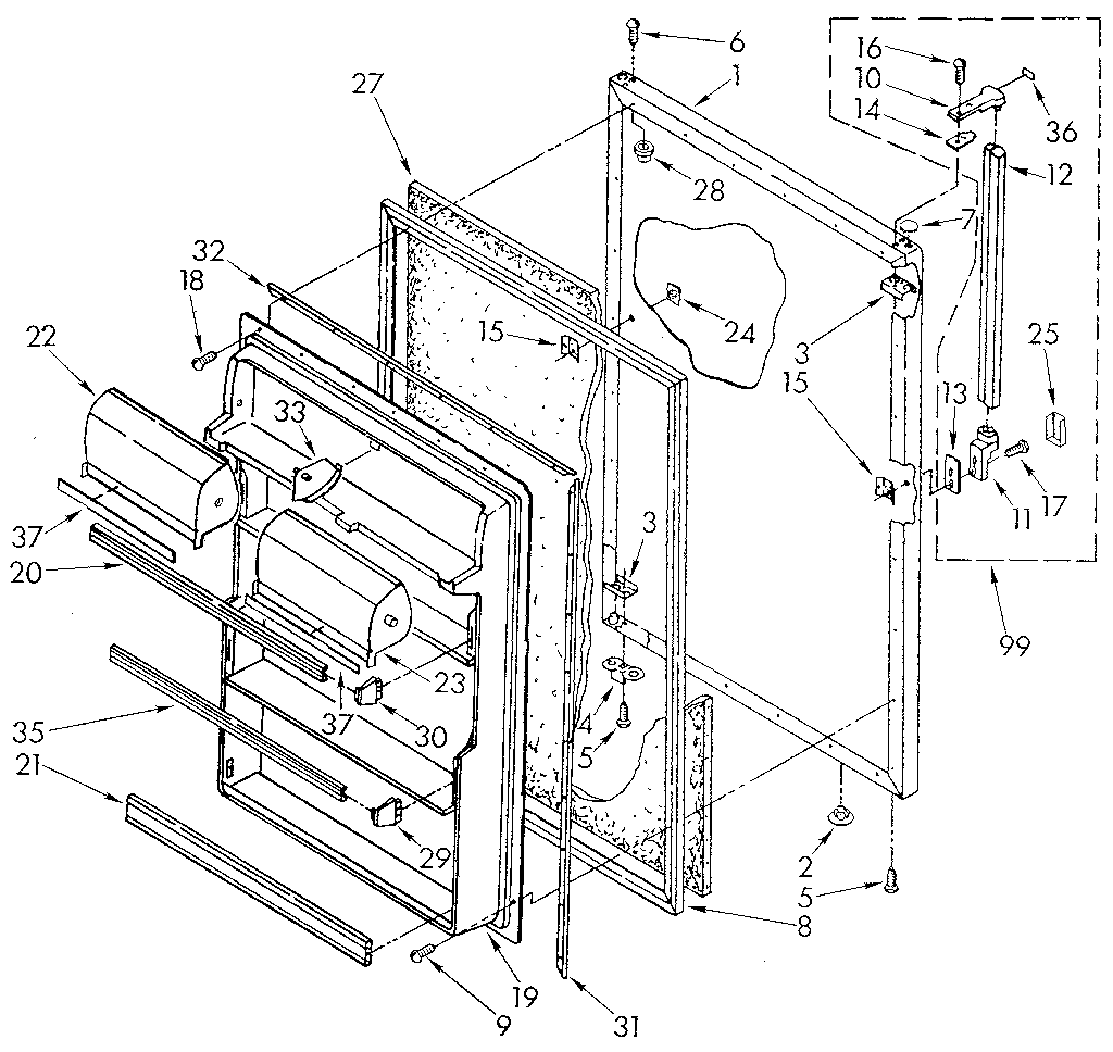 Kenmore 1068698460 refrigerator door diagram