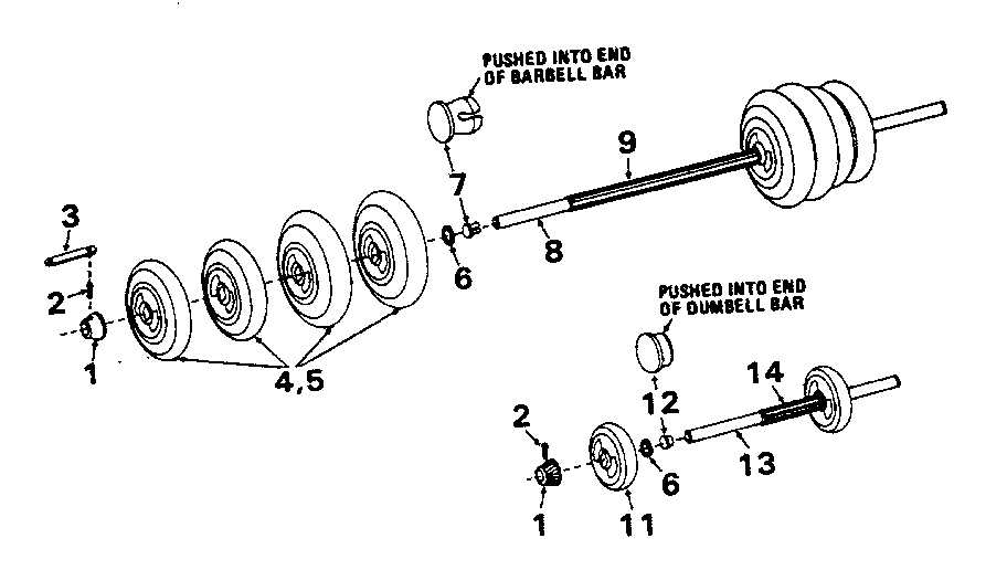 DP 01-1315 barbell and dumbell set diagram