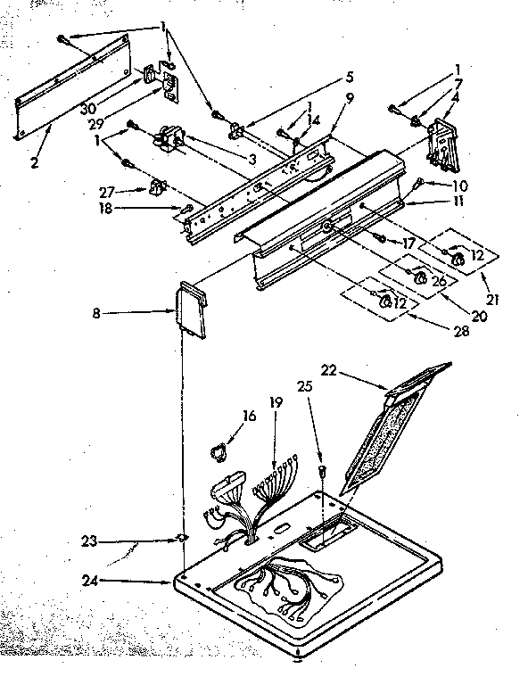 Kenmore 11086583810 top and console parts diagram