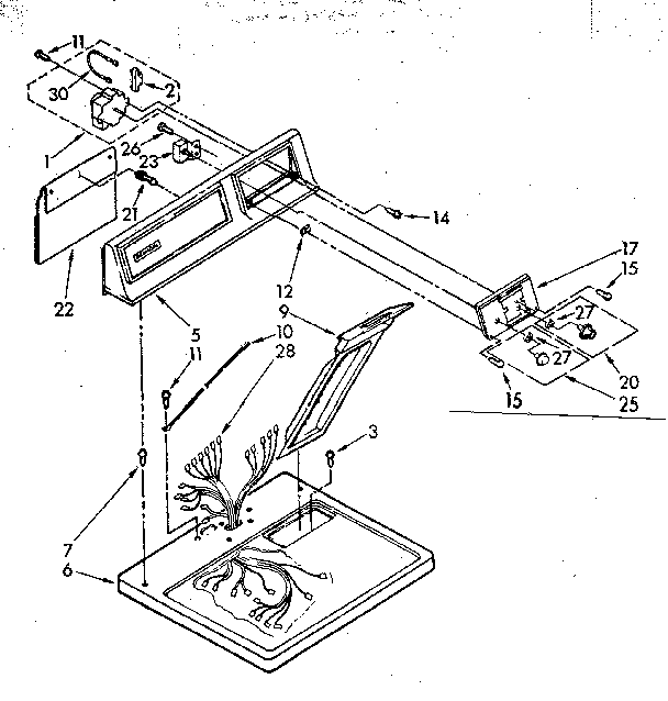 Kenmore 11087850800 top and console parts diagram