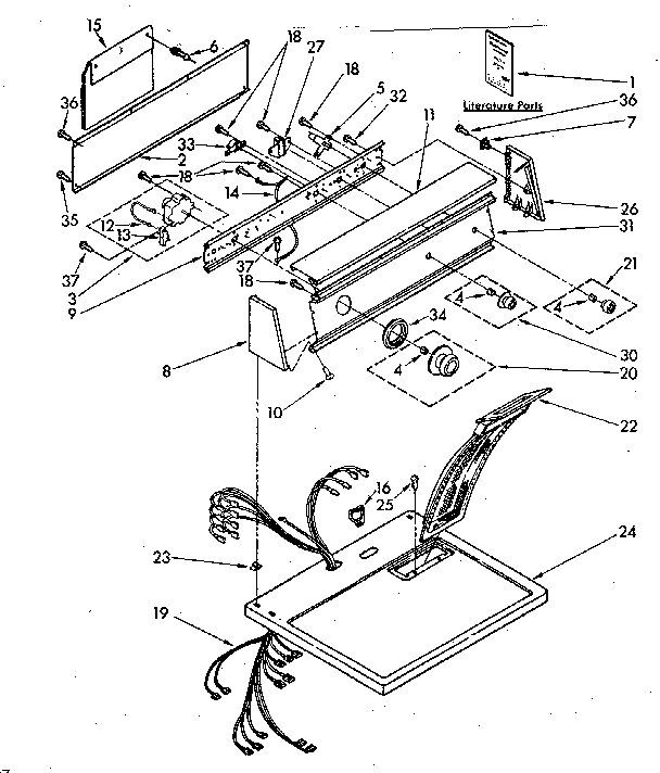 Kenmore 11086872800 top and console parts diagram