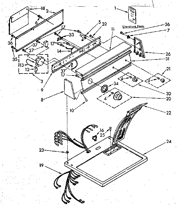Kenmore 11086874700 top and console parts diagram