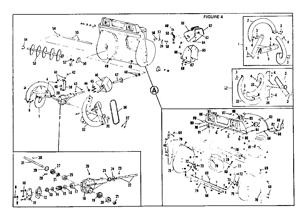 Craftsman 53621900 auger and gear case assembly diagram