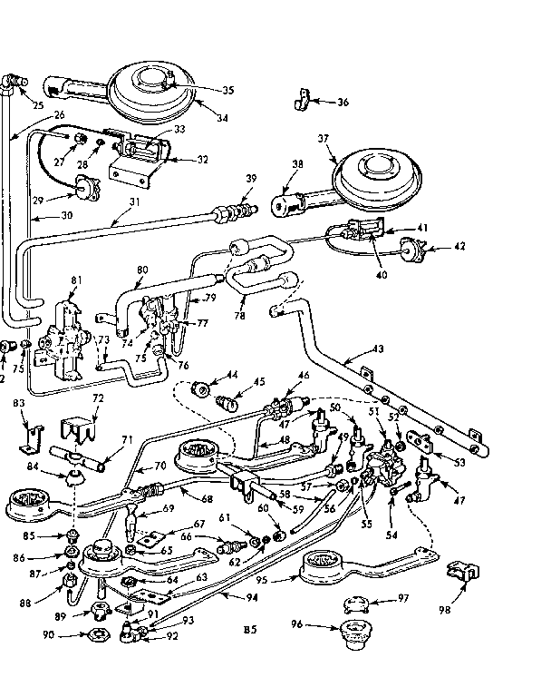 Kenmore 1037964400 burner section diagram