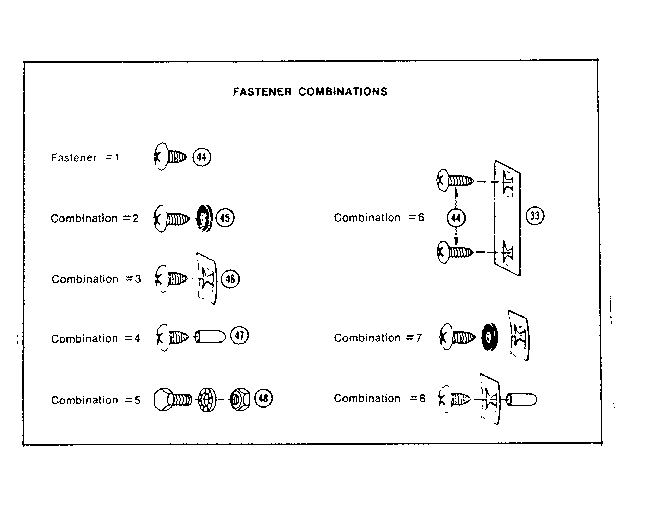 Sears 69660654 fastener combinations diagram
