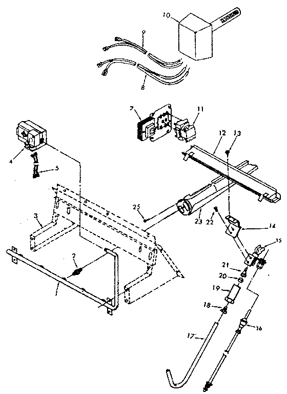 Whirlpool FXB44-55BR-1 burner and manifold assembly diagram