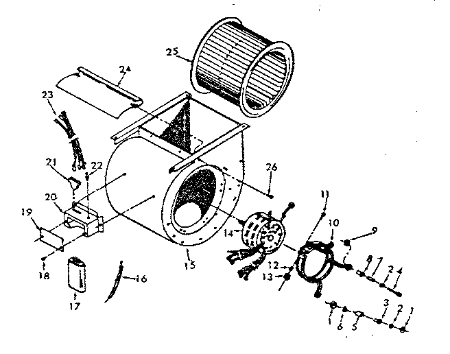 Whirlpool FXB44-55BR-1 blower assembly diagram