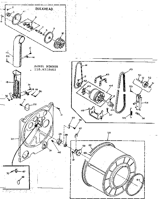 Kenmore 1106518402 bulkhead assembly diagram