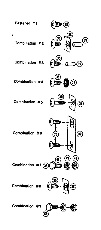 Sears 69660405 fastener combinations diagram