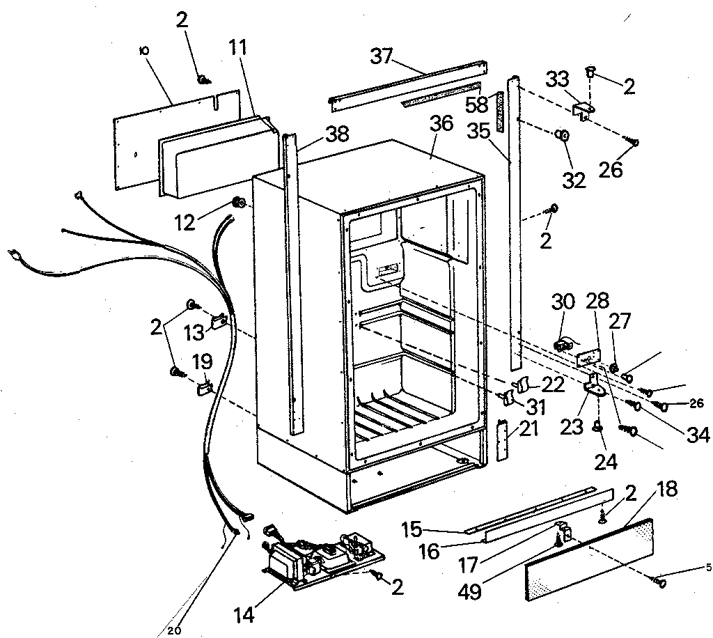 Norcold DE-728 cabinet diagram