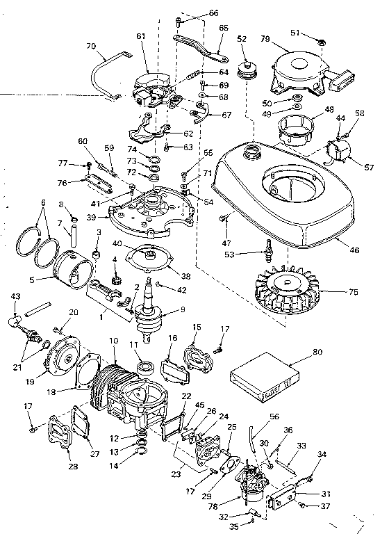 Craftsman 21758890 engine assembly no. 640-03b diagram