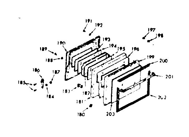 Kenmore 1033247391 full glass oven & broiler door diagram