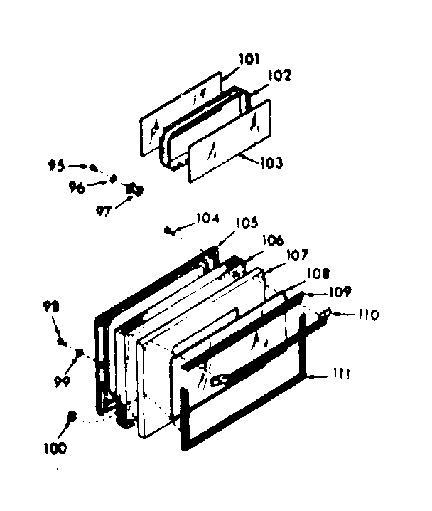 Kenmore 1037277310 oven door section diagram