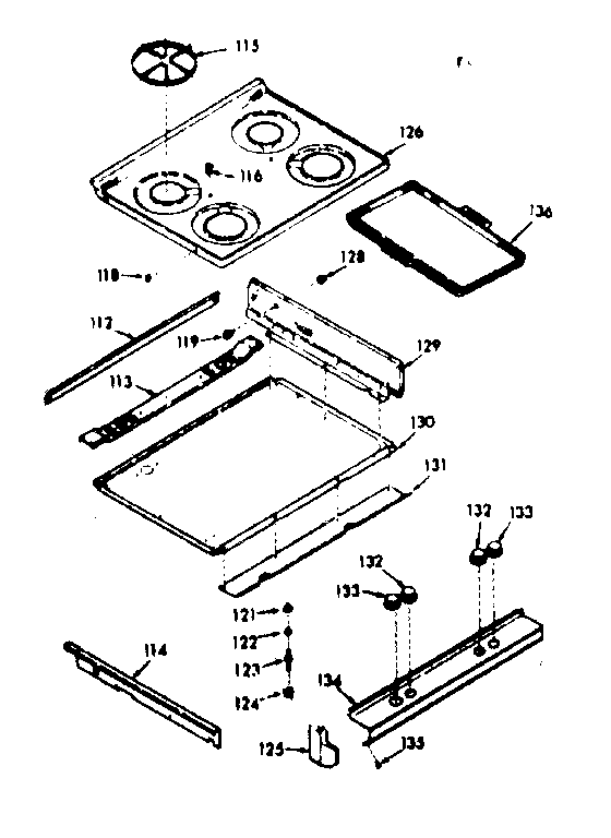Kenmore 1037277310 main top section diagram