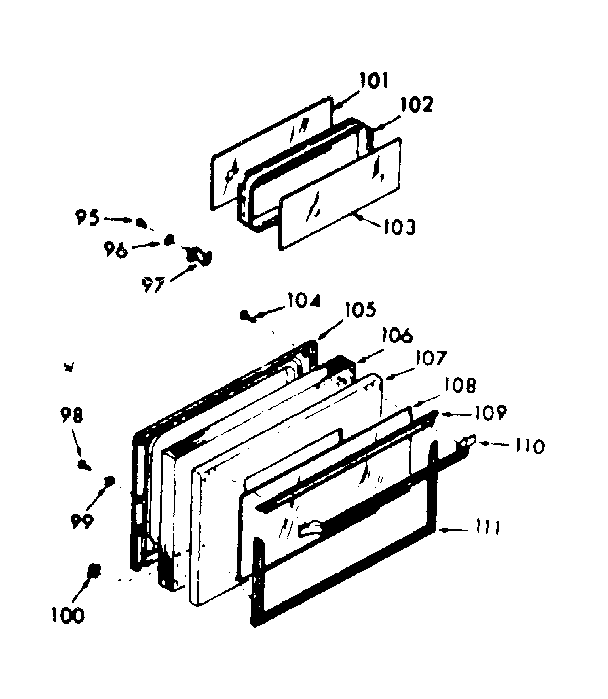 Kenmore 1037277341 oven door section diagram