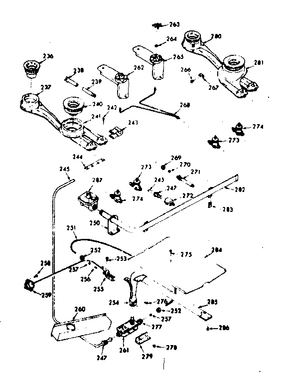 Kenmore 1037277341 burner section diagram