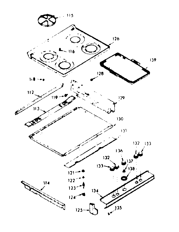 Kenmore 1037297320 main top section diagram