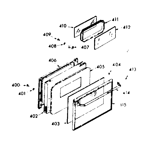 Kenmore 1037297320 oven door section diagram