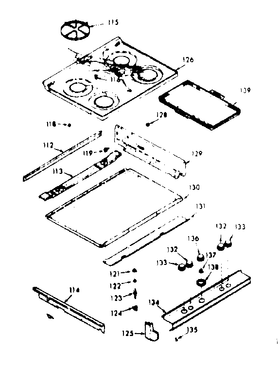 Kenmore 1037297321 main top section diagram