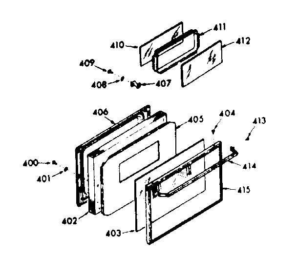 Kenmore 1037297321 oven door section diagram