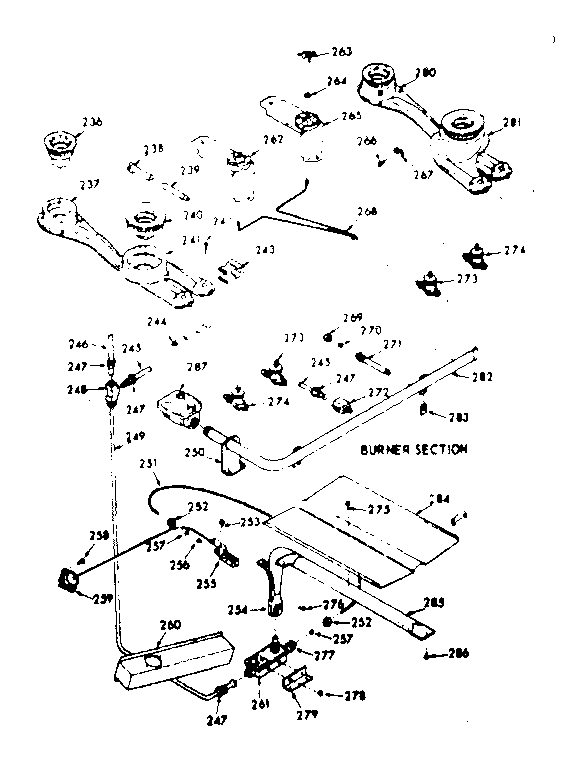 Kenmore 1037827361 burner section diagram