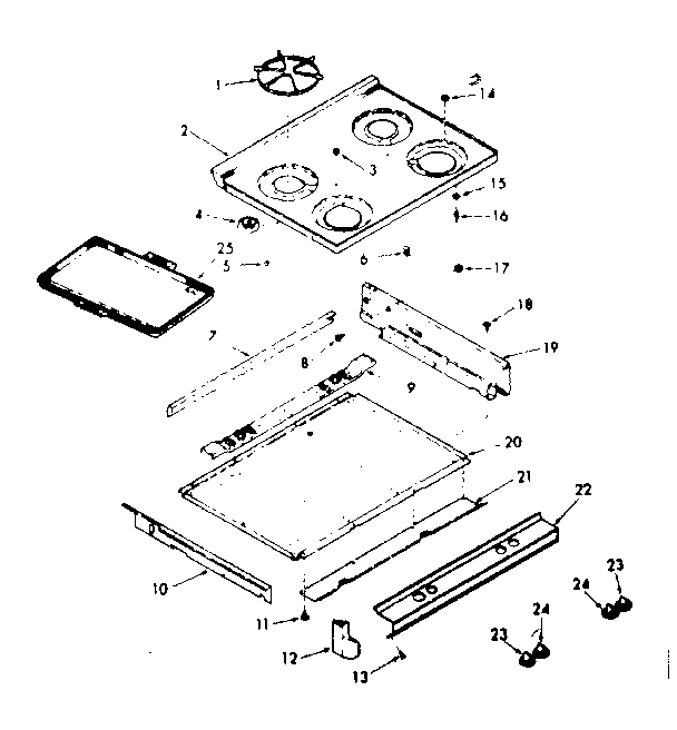 Kenmore 1037847341 main top section diagram