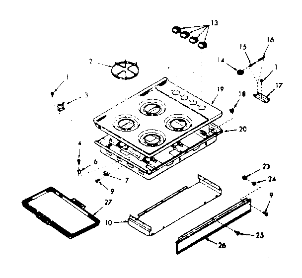 Kenmore 1037867310 main top section diagram