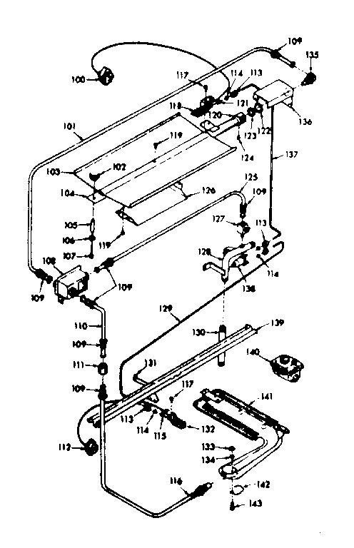 Kenmore 1037867310 upper and lower oven burner section diagram