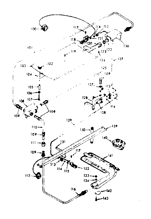 Kenmore 1037867341 lower and upper oven burner section diagram