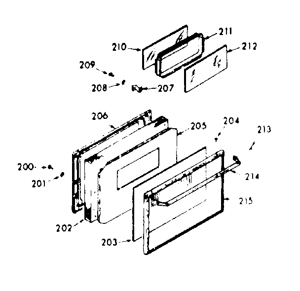 Kenmore 1037867341 lower oven door section diagram