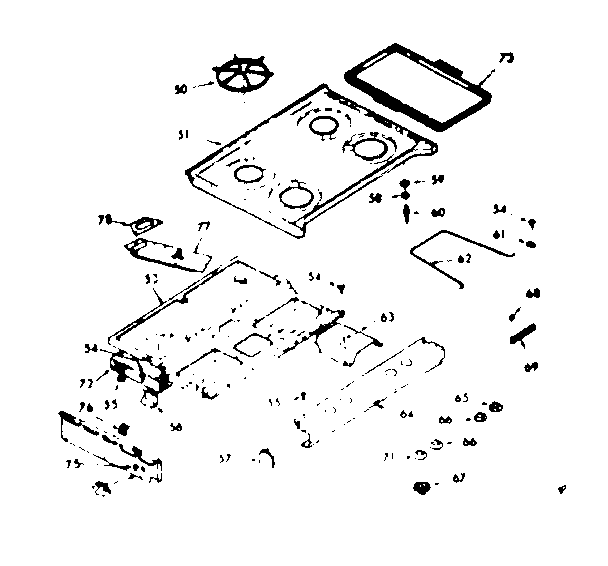 Kenmore 1038357212 main top section diagram